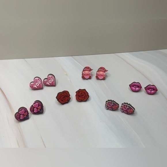 Pink and Red‎ Heart Earrings Set - Picture 1 of 1
